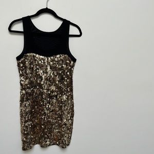 Express Gold Sequins Mini Dress